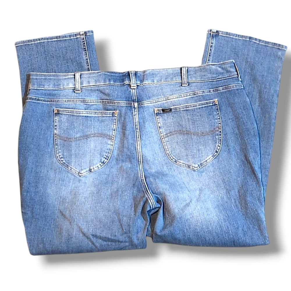 LEE- Women's(24) Denim Slim Fit Straight Leg Mid Rise Jeans - Picture 2 of 6